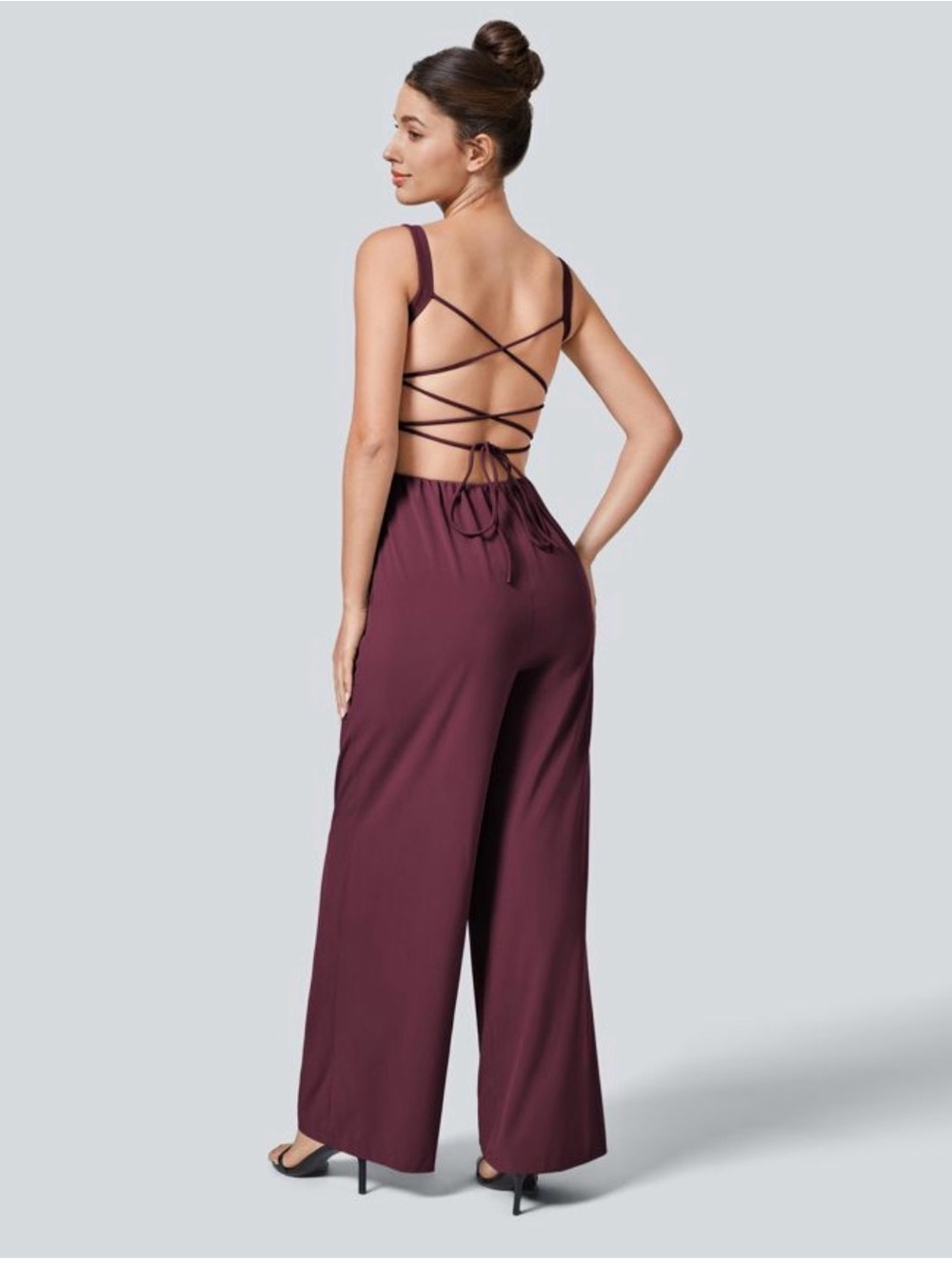 HALARA Strapless Burgundy Jumpsuit - Picture 5 of 6